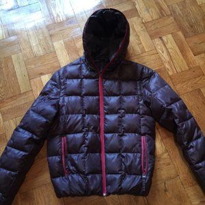 Zara men's Burgundy wine puffer squares jacket